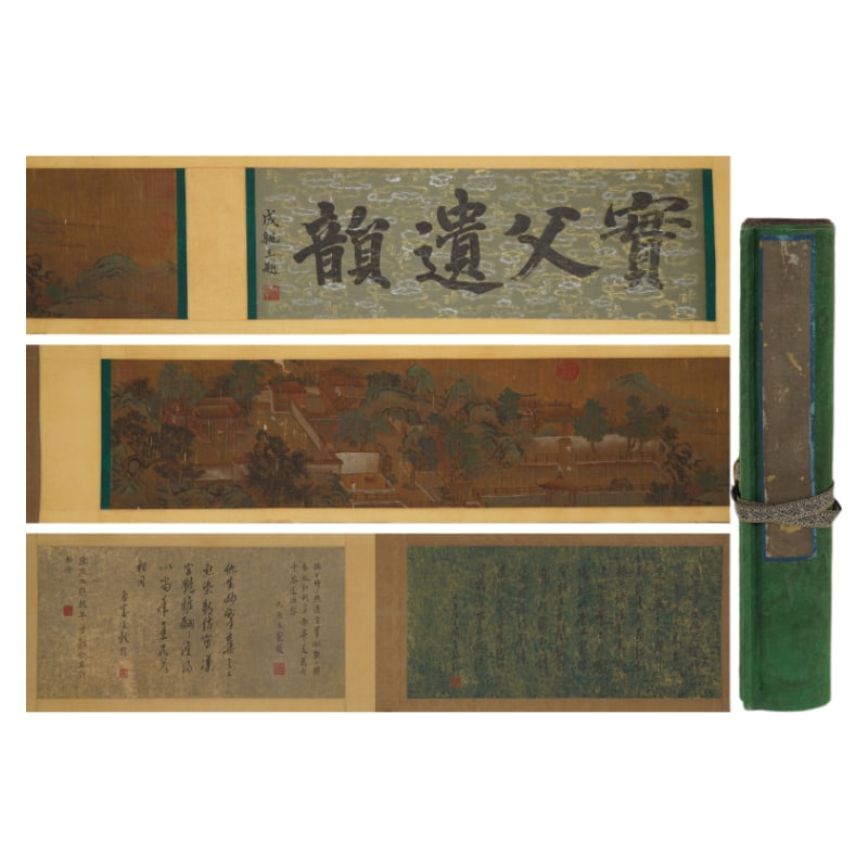 PAINTEDBYQIUYING:LANDSCAPE仇英: Size: 25X107cm Silk