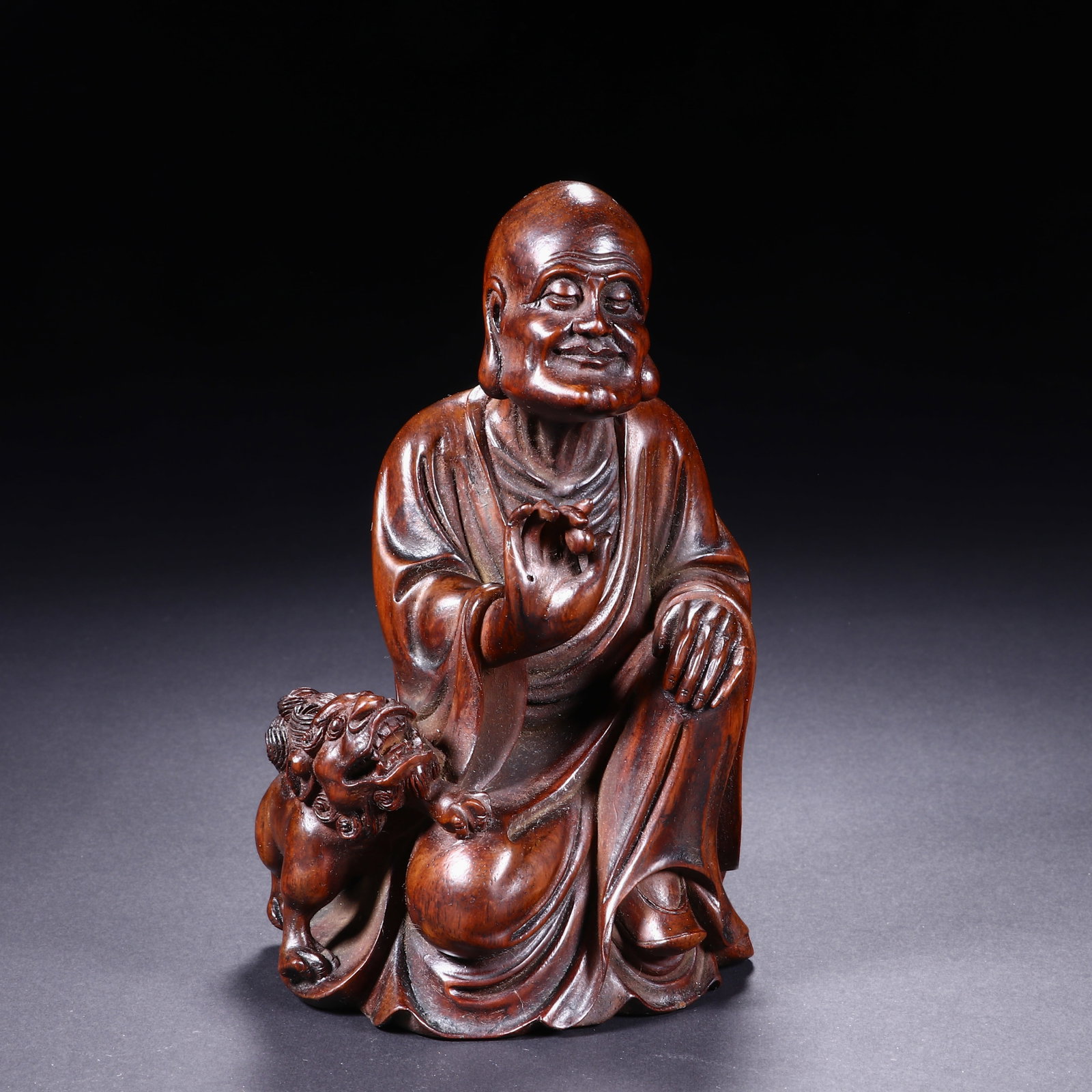 HUANGHUALI LUOHAN ORNAMENT: 13cm high and 8cm wide