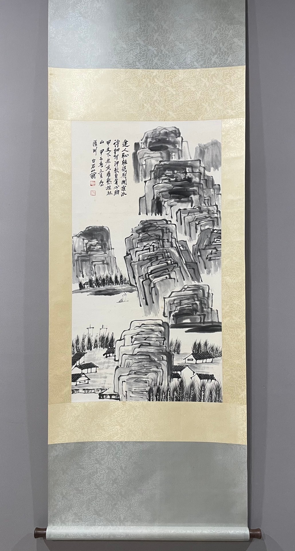 QIBAISHI:LANDSCAPE，齐白石: Size: 98x50cm
