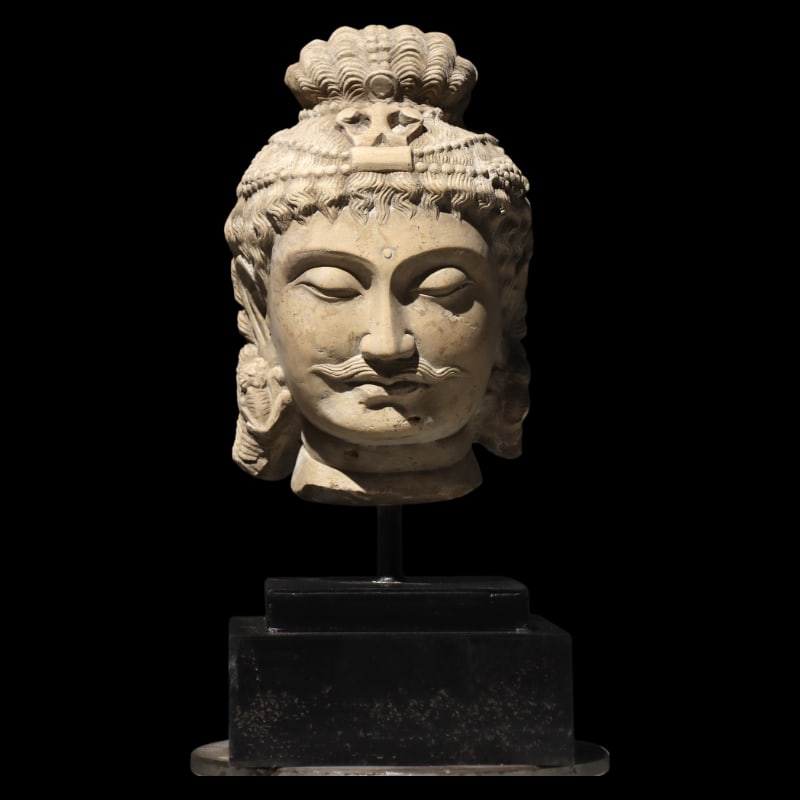 GANDHARA BUDDHA HEAD: Total height 50 cm, net height 33 cm