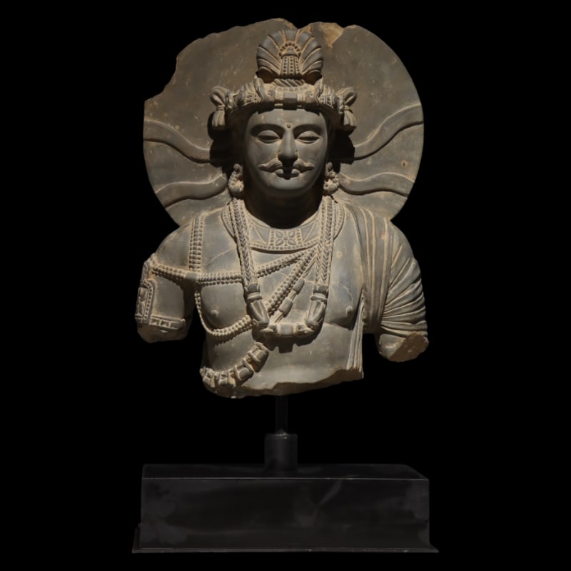 GANDHARA SCULPTURES MADE OF GREY SCHIST: Height 77 cm, net height 55 cm