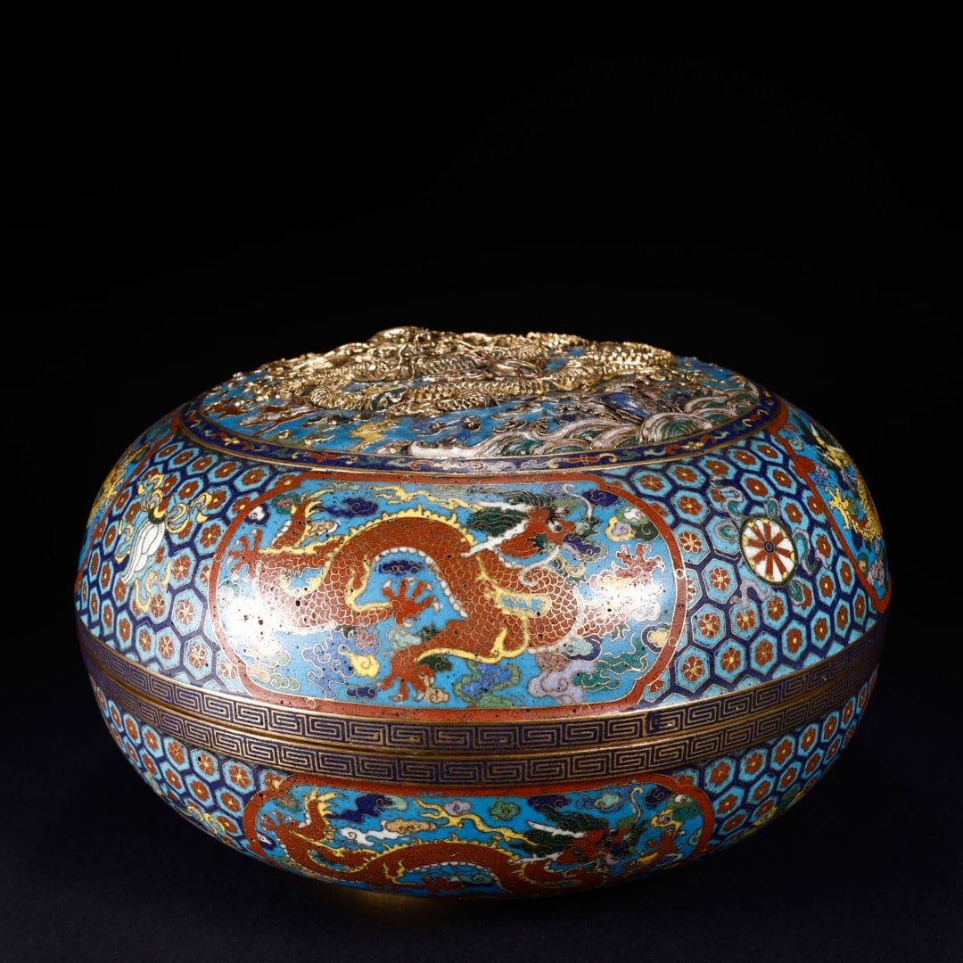 CLOISONNÉ DRAGON PATTERN COVERED BOX - 2