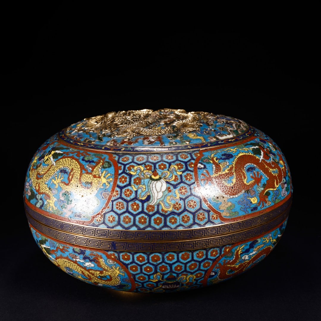 CLOISONNÉ DRAGON PATTERN COVERED BOX - 3