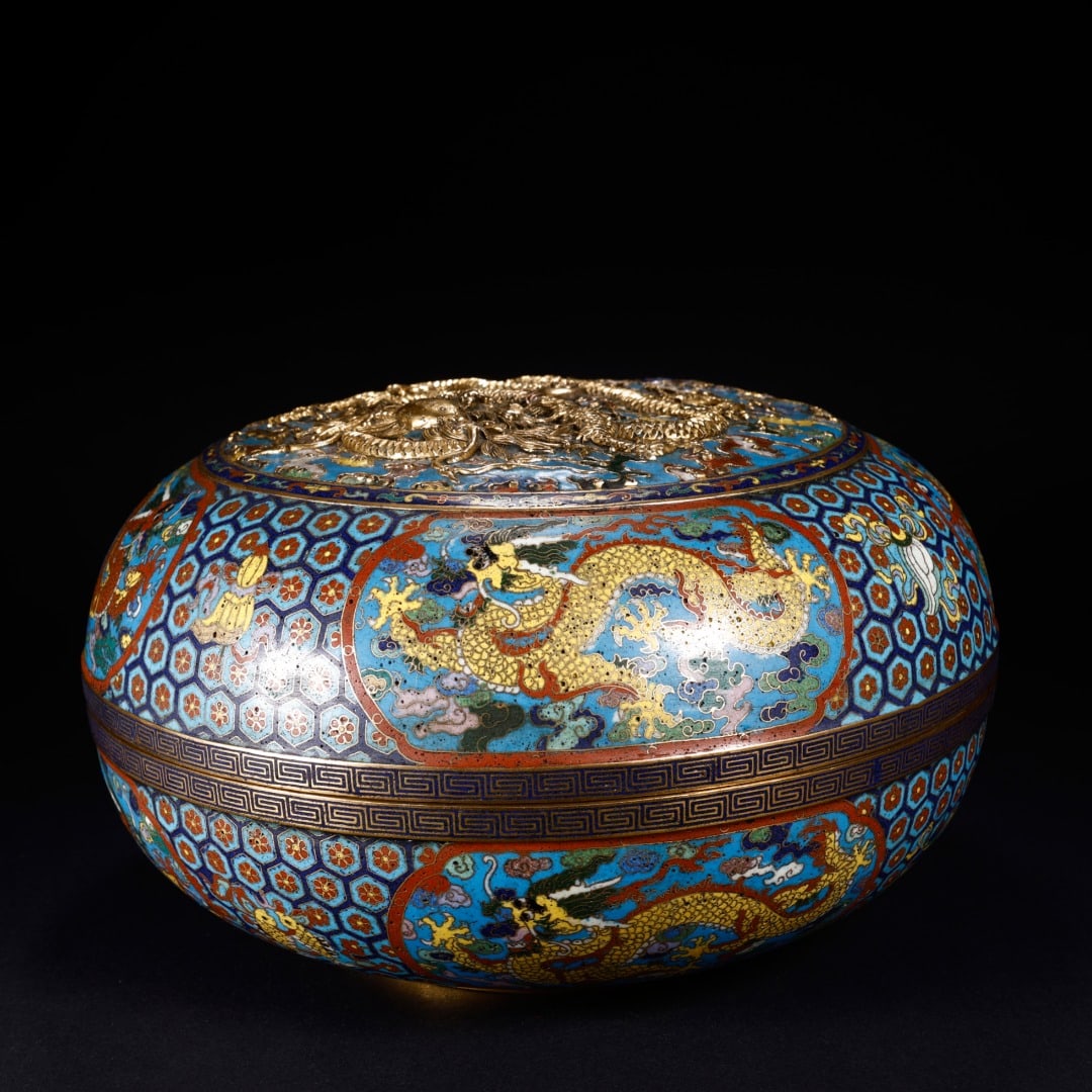 CLOISONNÉ DRAGON PATTERN COVERED BOX - 4