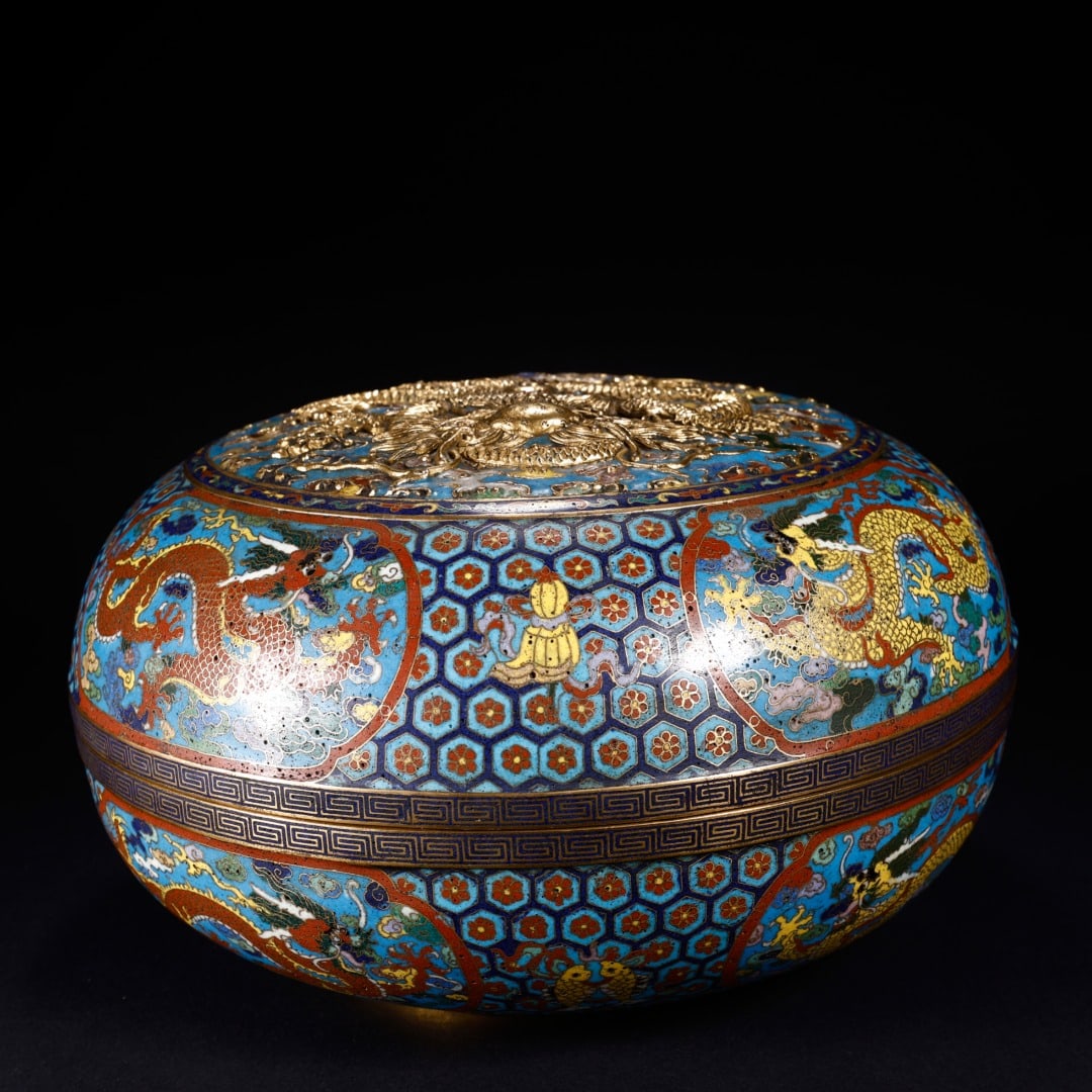 CLOISONNÉ DRAGON PATTERN COVERED BOX - 5