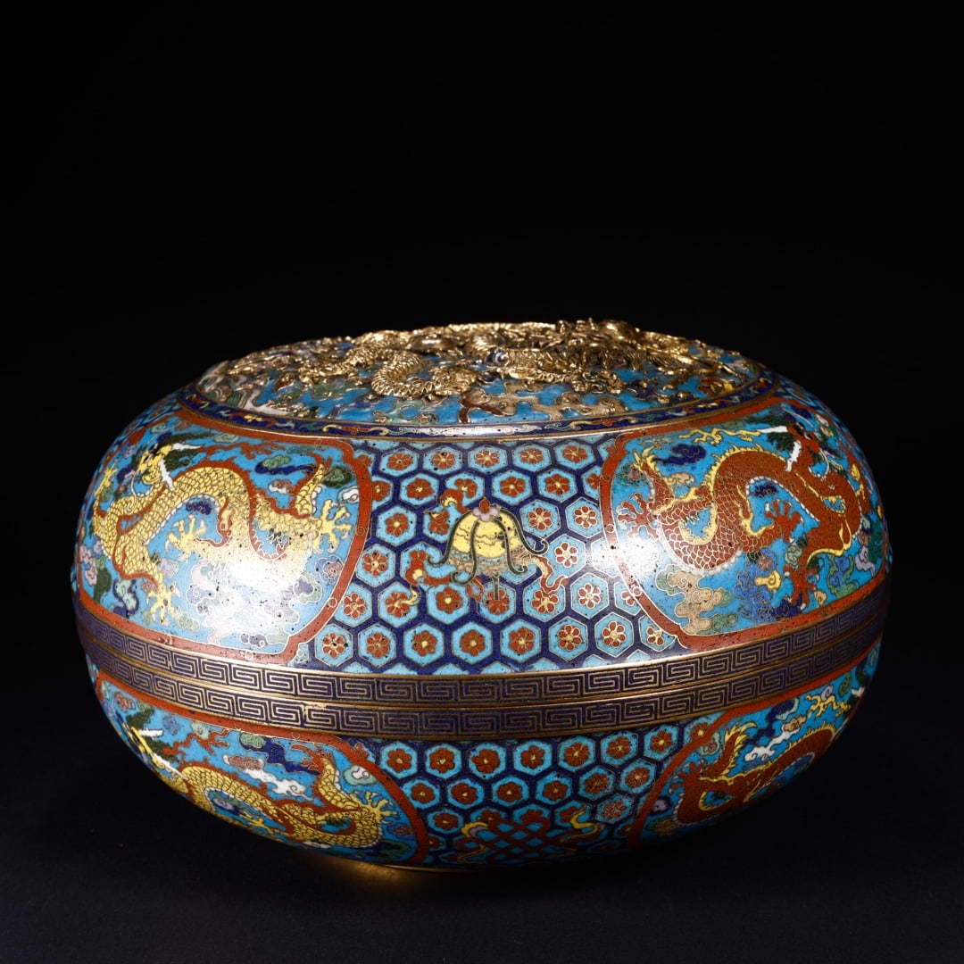 CLOISONNÉ DRAGON PATTERN COVERED BOX - 6