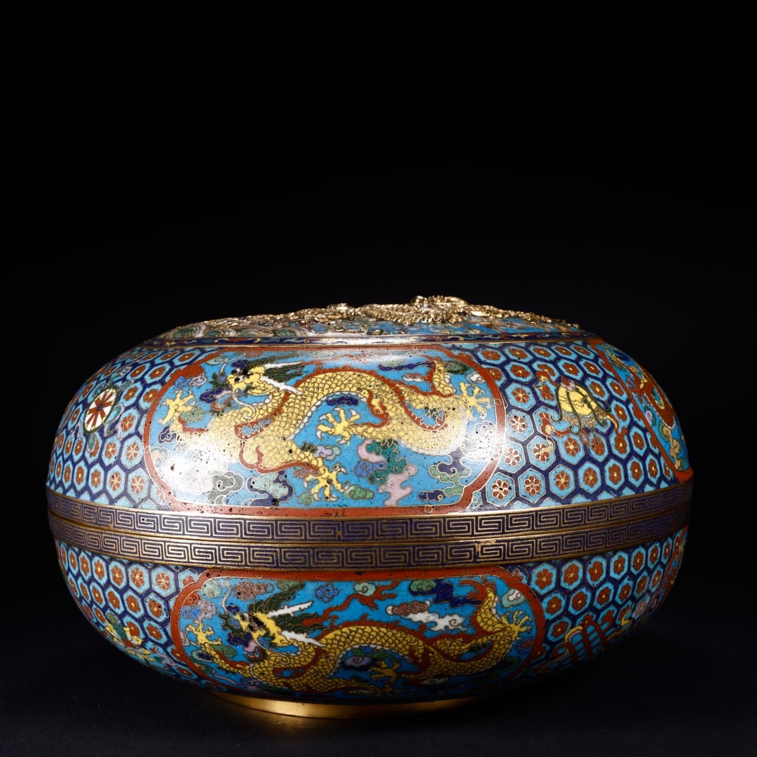 CLOISONNÉ DRAGON PATTERN COVERED BOX - 7