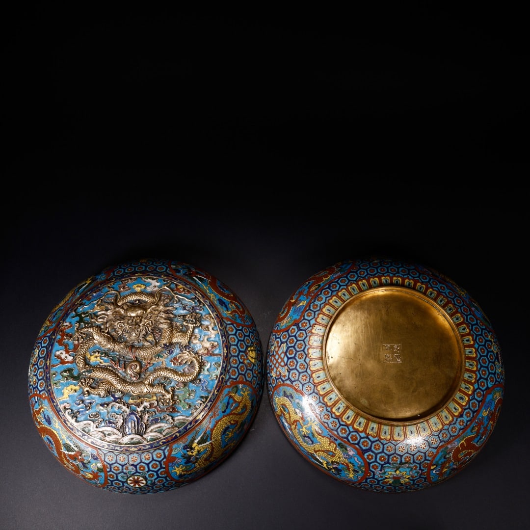 CLOISONNÉ DRAGON PATTERN COVERED BOX - 8