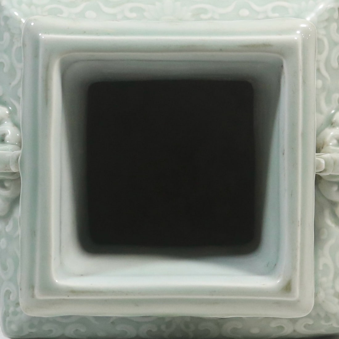 CELADON-GLAZED SQUARE VASE WITH DOUBLE HANDLES - 7