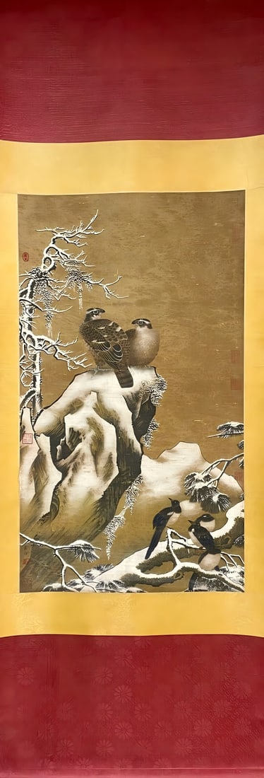 CUIBAI:[PAINTINGON]SILK，崔白: 52 x 91