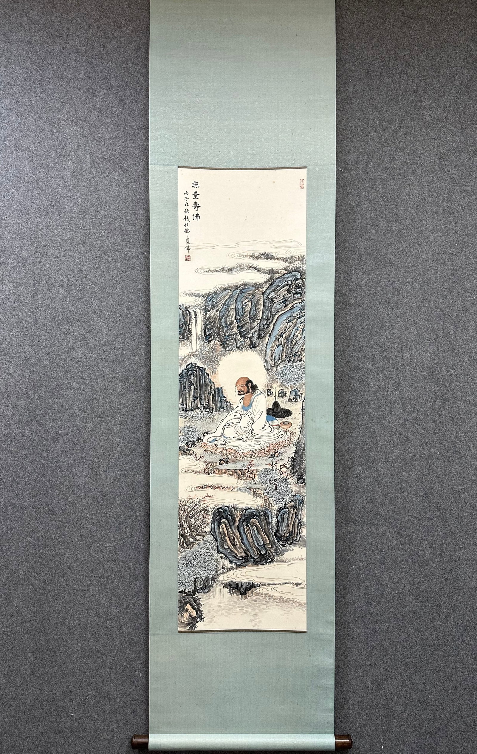 QIANHUAFU:AMITAYUSBUDDHA"—PAPERHANGINGSCROLL，吴湖帆 (1 of 8)