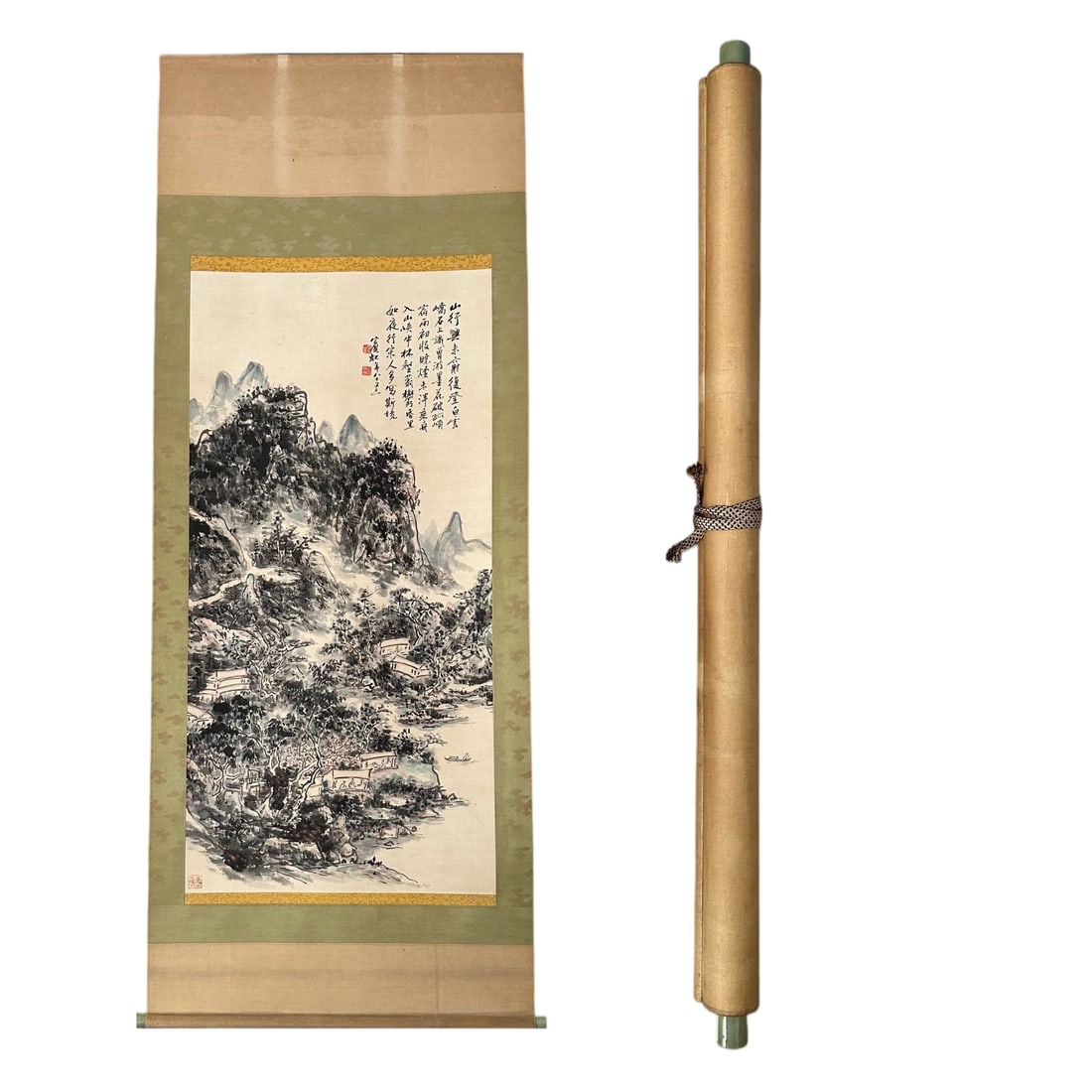 HUANG BINHONG, PAPER: The painting size is 133x65 cm.