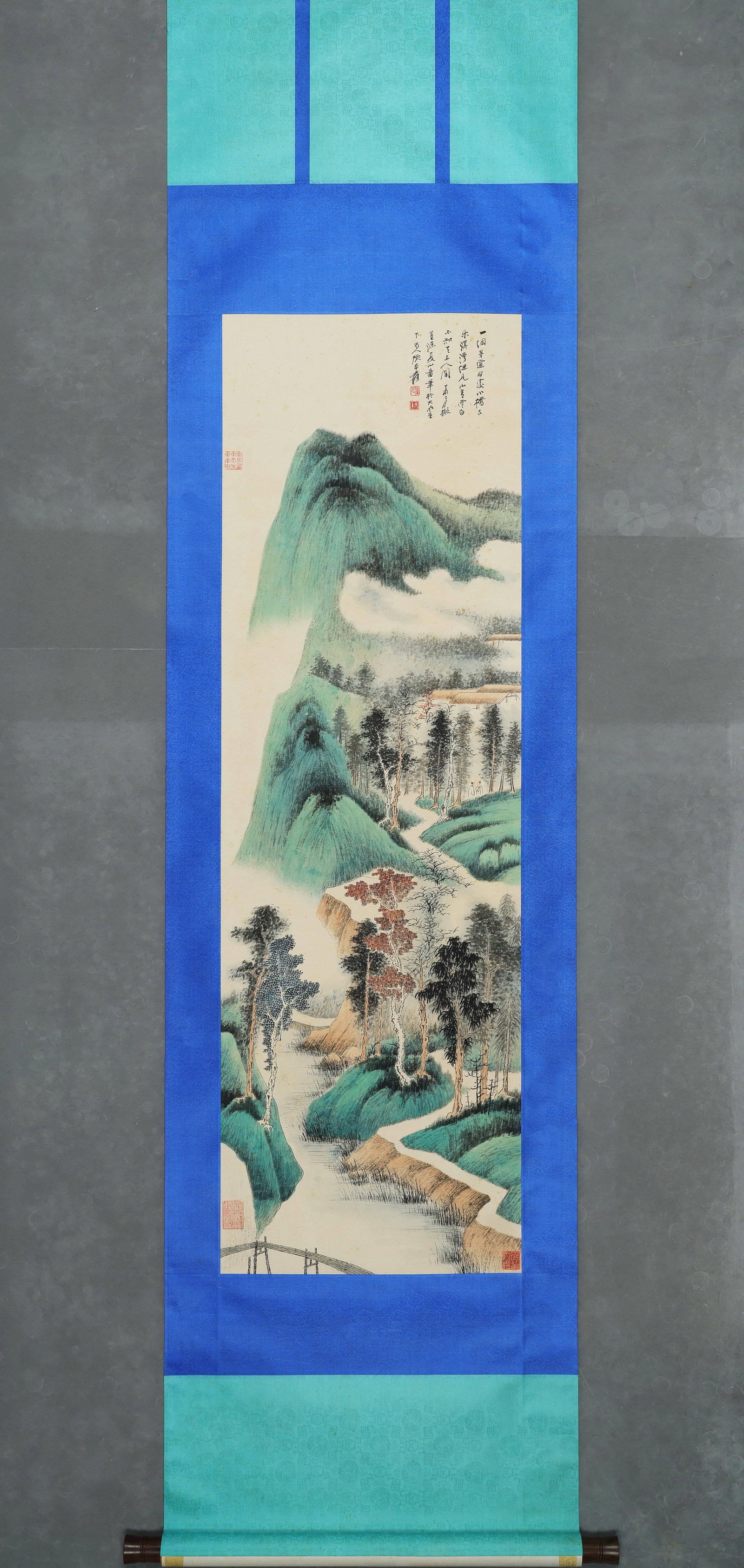 ZHANG DAQIAN, LANDSCAPE PAINTING，张大千: 129x41CM