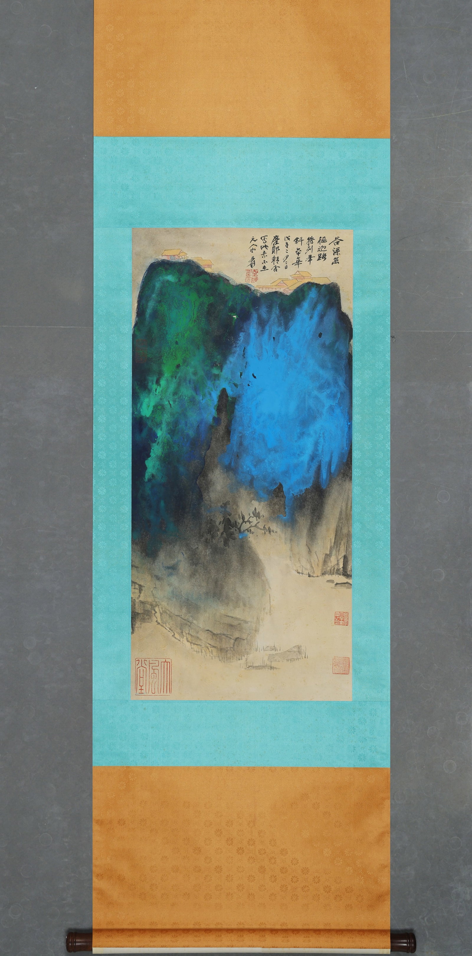 ZHANG DAQIAN, SPLASHING COLORFUL LANDSCAPE，张大千: 92x44CM