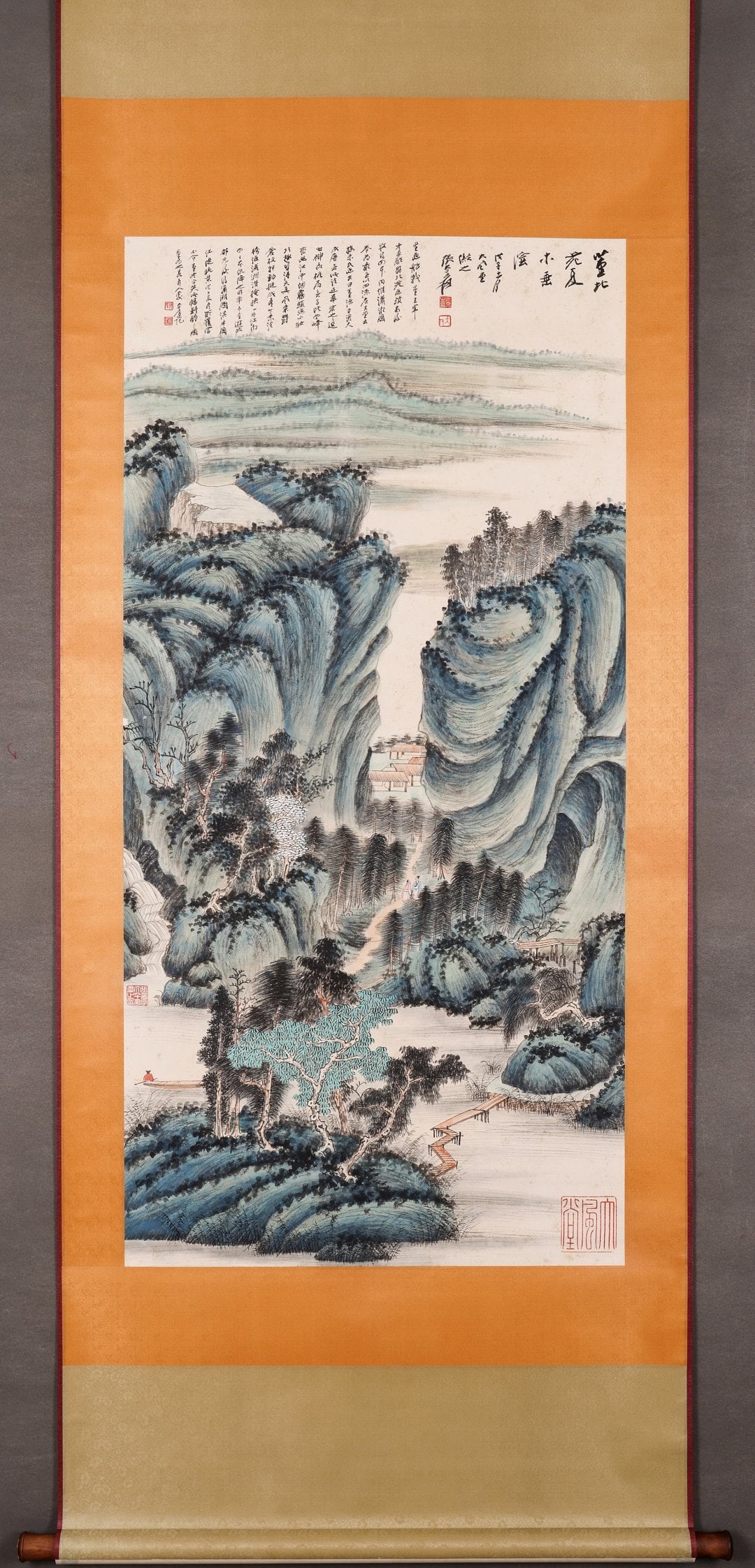 ZHANG DAQIAN'S LANDSCAPE，山水: 132X64CM