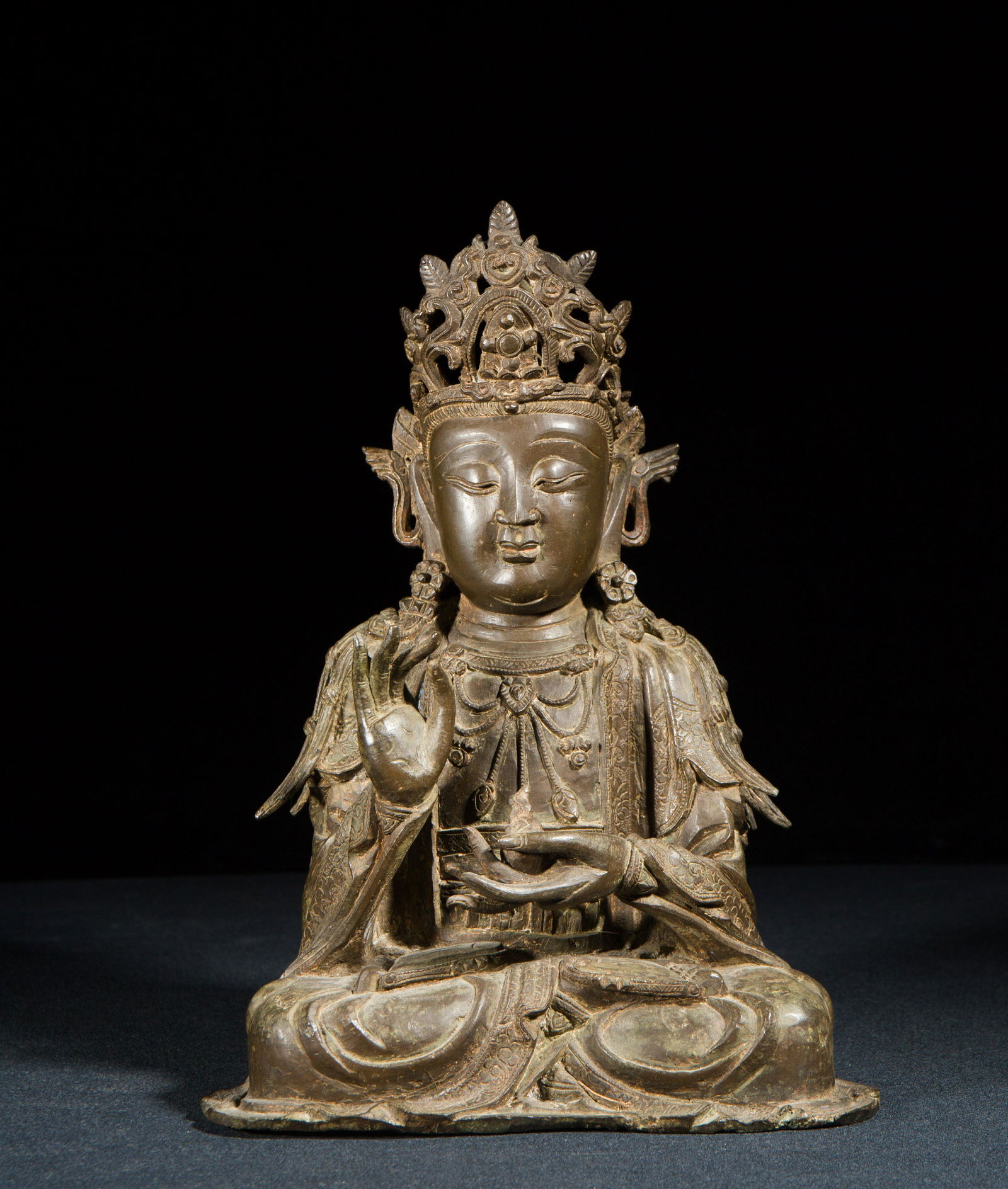 A COPPER FIGURE OF MAHASTHAMAPRAPTA. MING DYNASTY. (1 of 8)