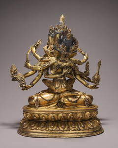 A GILT-BRONZE FIGURE OF GUHYASAMAJA.