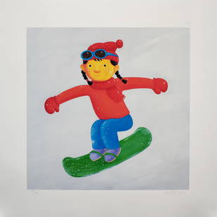 Snowboarding Girl, Shen Jingdong: Snowboarding Girl, Shen Jingdong ?雪?孩 40cm*40cm Detailed condition reports are not included in this catalog. For additional information, including condition reports, please contact us vi