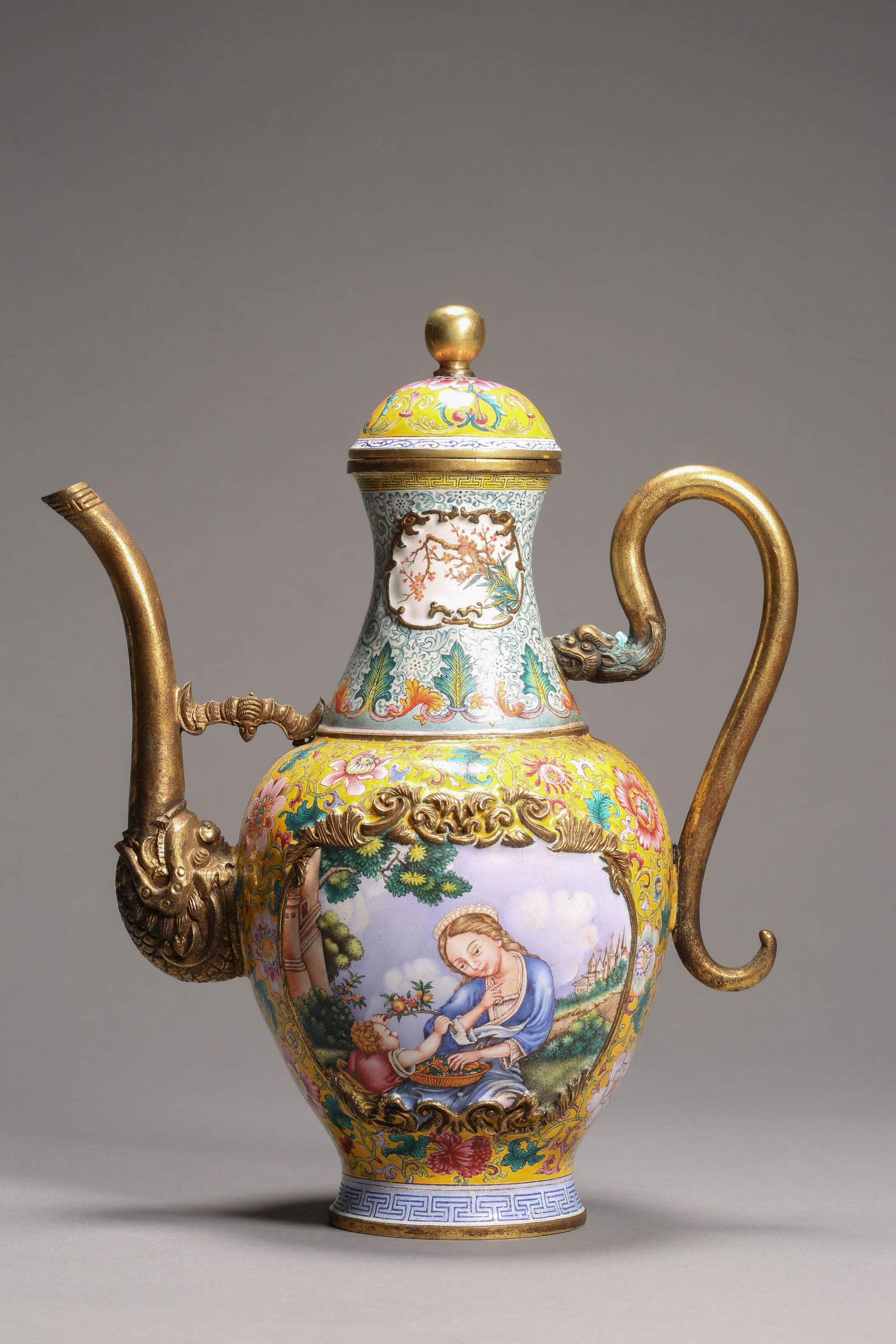 Painted Enamel Western Objects Double-Eared Pot (1 of 11)