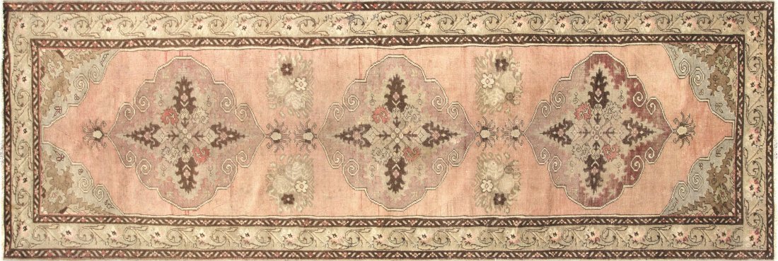 Vintage Turkish Oushak Runner - 3'6" x 10'3": Vintage Turkish Oushak Runner. Handwoven with wool on wool foundation in the Oushak region of Western Turkey.