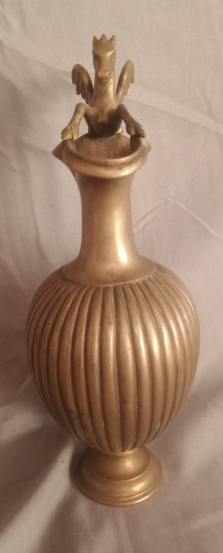 Solid heavy bronze vase dragon horse fish 10" tall (1 of 5)