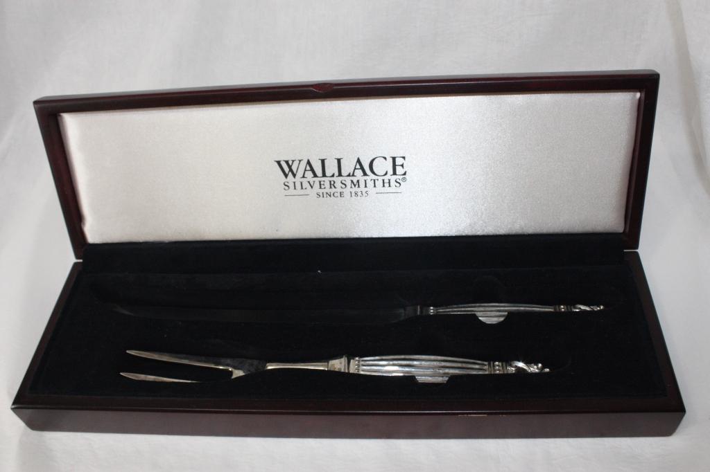 Wallace silversmiths silver fork and knife set: Wallace silversmiths silver 2 edge fork and knife set. Like new, great condition.