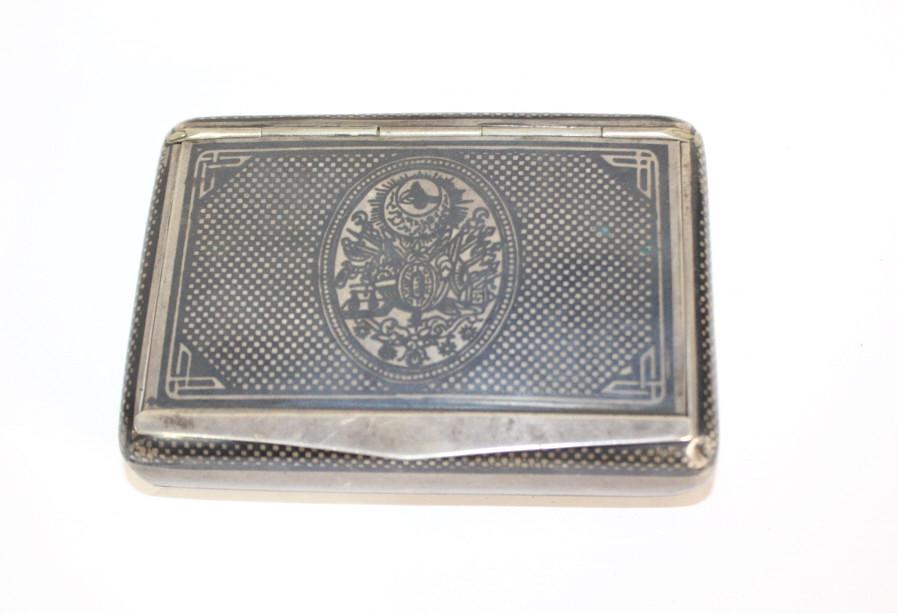 Silver Tobacco Enamel Ottoman Niello stamp of 900 20th (1 of 5)