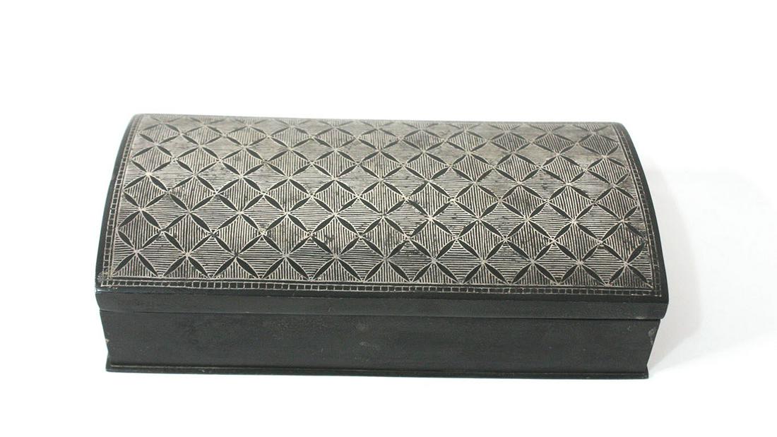 Antique silver inlaid iron box, 19 Th century Silver (1 of 2)