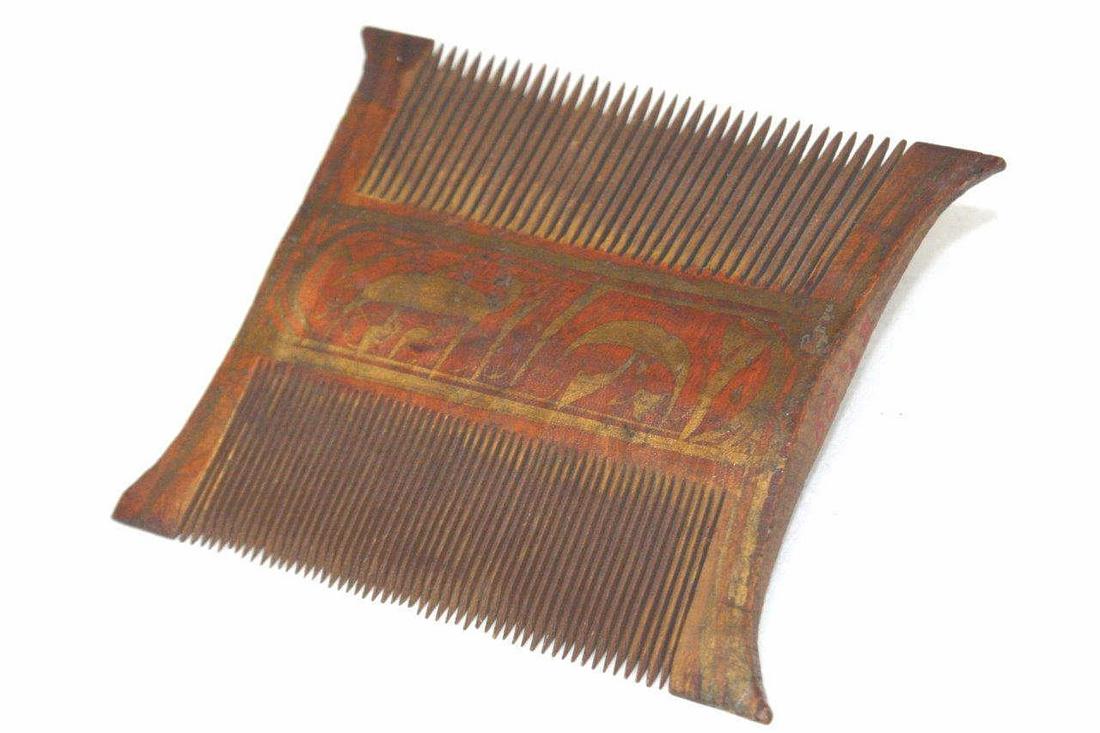 19th Century Persian Qajar Lacqured Wood Comb 19th (1 of 2)