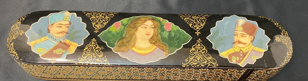 HUGE LACQUER  COPPER QALAMDAN (PEN BOX) PERSAIN IRAN miniature (1 of 11)