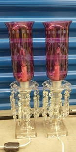 Beautiful Cranberry Bohemian Glass Shades On Gorgeous Crystal and Glass Lamp Bases: Beautiful Cranberry Bohemian Glass Shades On Gorgeous Crystal and Glass Lamp Bases