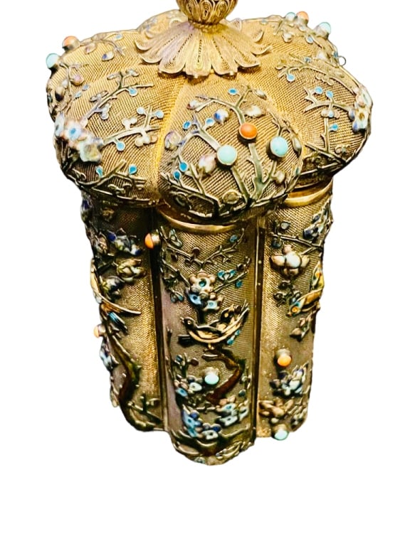 CHINESE GILT SILVER VERMEIL  Filigree CADDY , CHINESE GILT SILVER VERMEIL  Filigree CADDY ,  A (1 of 5)