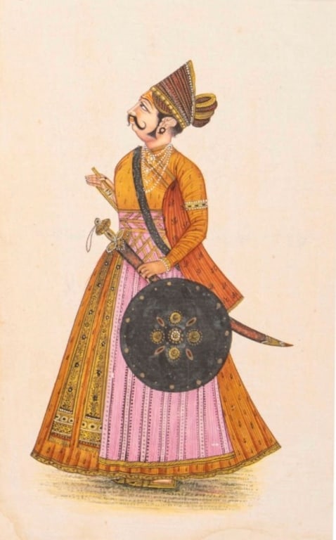 18 th Mughal School miniature painting empire Indian (1 of 2)
