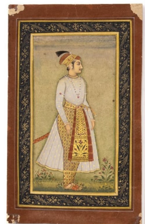 late 18 century Mughal School miniature painting empire indian (1 of 2)
