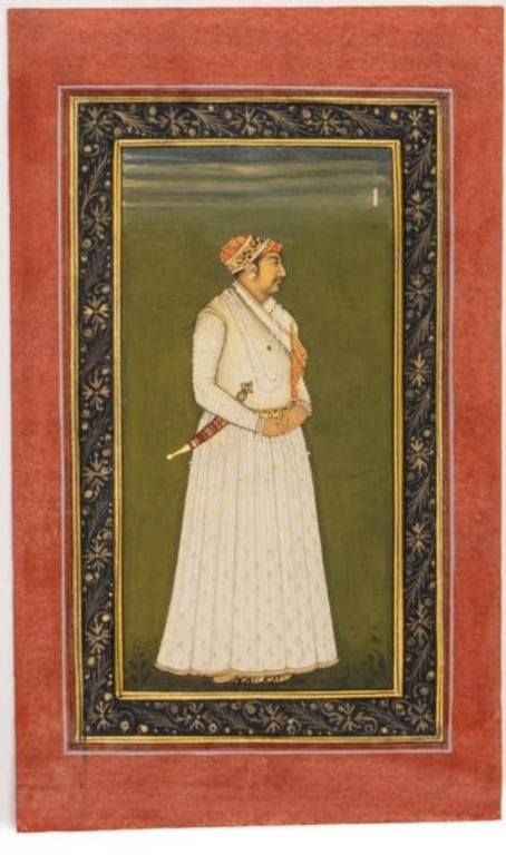 late 18 th century Mughal School miniature painting empire india (1 of 2)