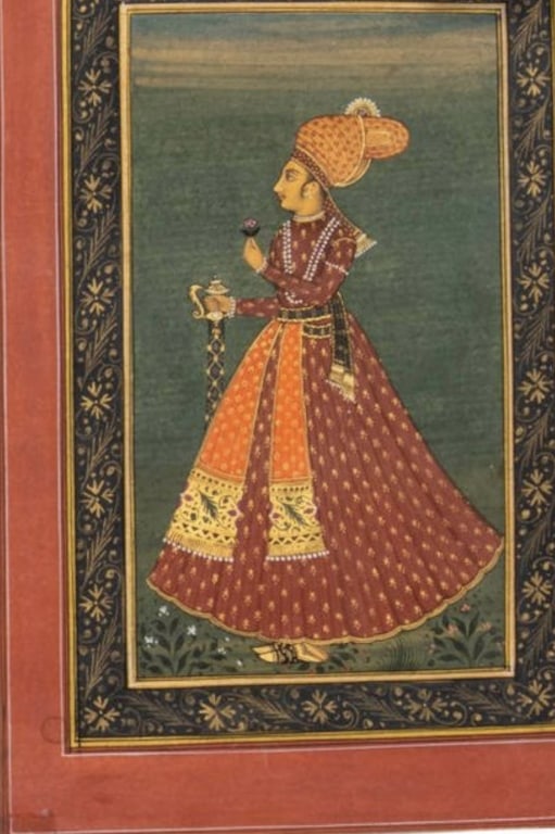 late 18 th century Mughal School miniature painting empire india (1 of 2)