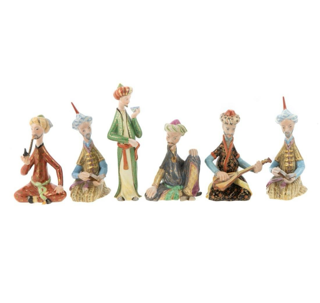Six Herend White Porcelain Persian Figures ottoman figure (1 of 8)