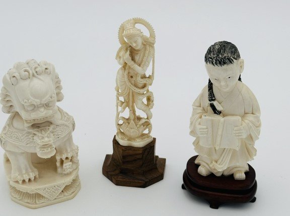 three fine Chinese hard carved  figures, 19th 20th (1 of 4)