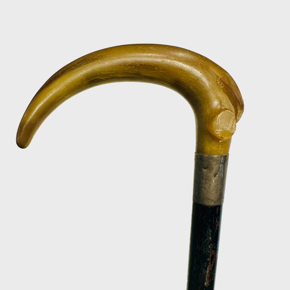 Antique Cattle Horn england Walking Stick Cane Antique Cattle Horn england Walking Stick Cane wood: Antique Cattle Horn England Walking Stick Cane wood with gold design .For condition report please contact E-mail :(antiquesyorkville@gmail.com ) phone:(+647-671-4495) Thanks Yorkville Auction .you can