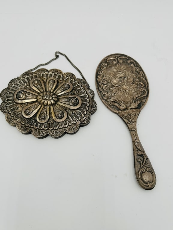 two Antique silver hand mirror ottoman (1 of 5)