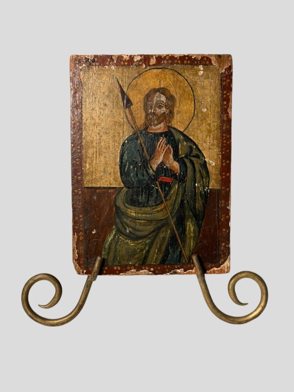 A MELCHITE ICON A SAINT Near East syria damascus MELCHITE ICON SHOWING A SAINT Near East, 19th (1 of 5)