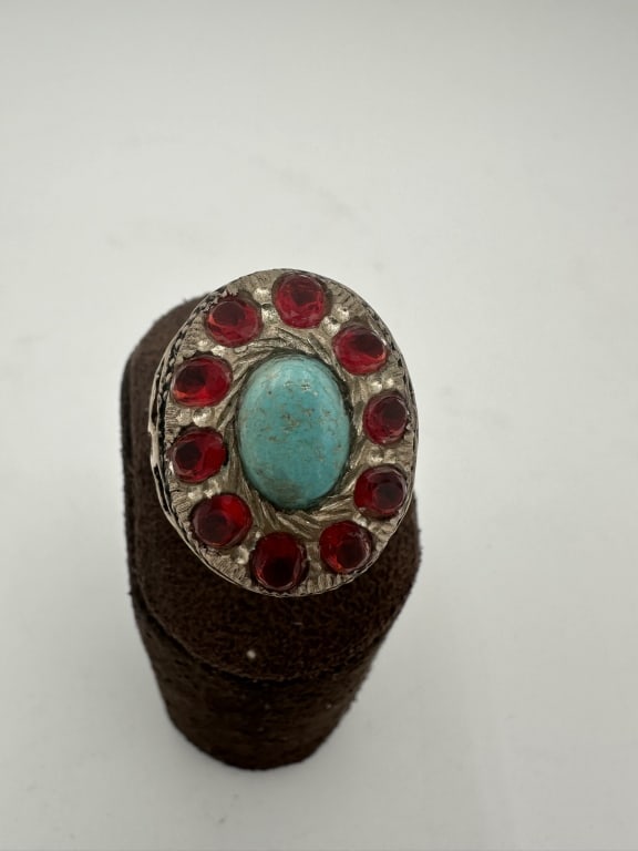 silver rings with turquoise and ruby silver rings with turquoise and ruby (1 of 2)