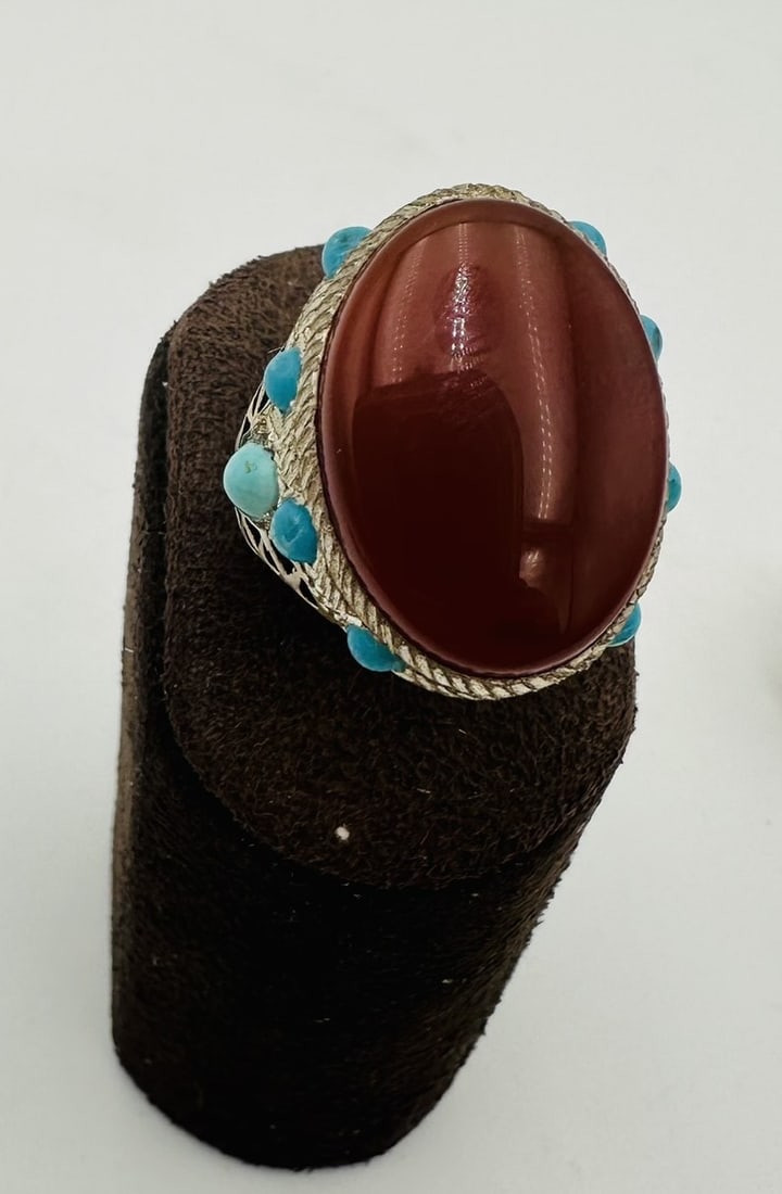 silver ring silver rings with turquoise and ruby 2 silver ringssilver rings with turquoise and ruby (1 of 3)