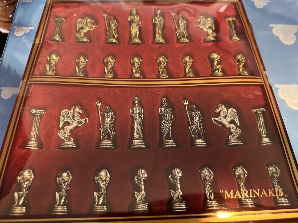 20 century marinakis chess set marinakis chess set: nice marinakis chess set provenance .private chess collector.For condition report please contact E-mail :(antiquesyorkville@gmail.com) phone:(+647-671-4495) Thank you Yorkville Auction