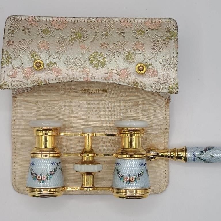 Antique enamel French opera glasses gold tone and. Antique enamel French opera glasses gold tone and (1 of 4)