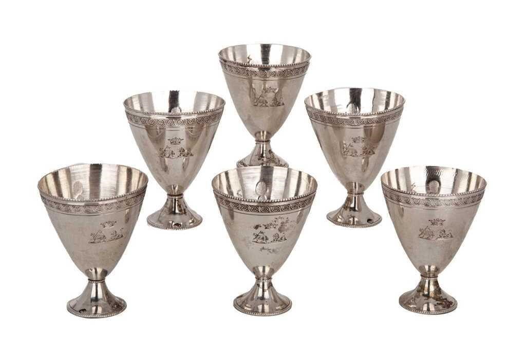 Six Ottoman turkish silver zarf cups Six Ottoman turkish silver zarf cups  all cups has 4 stamps one (1 of 3)