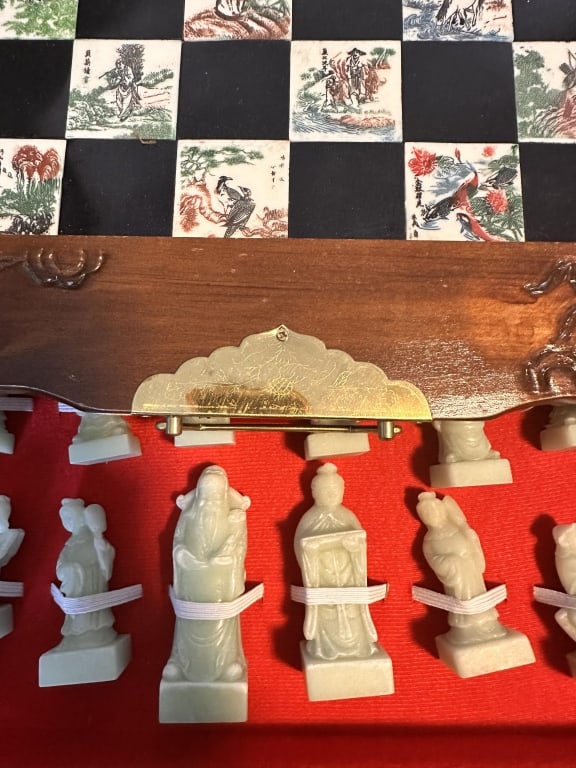 chinese chess set with board 1950s chinese chess set with board 1950s (1 of 12)