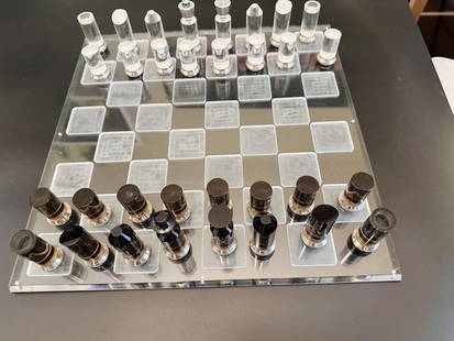 Lucite Chess Set by Michel Dumas Lucite Chess Set by Michel Dumas: Lucite Chess Set by Michel Dumas .This is a NO RESERVE AUCTION: there are no hidden or confidential reserves, all acceptable bidding commences at the online START PRICE. For condition report please co