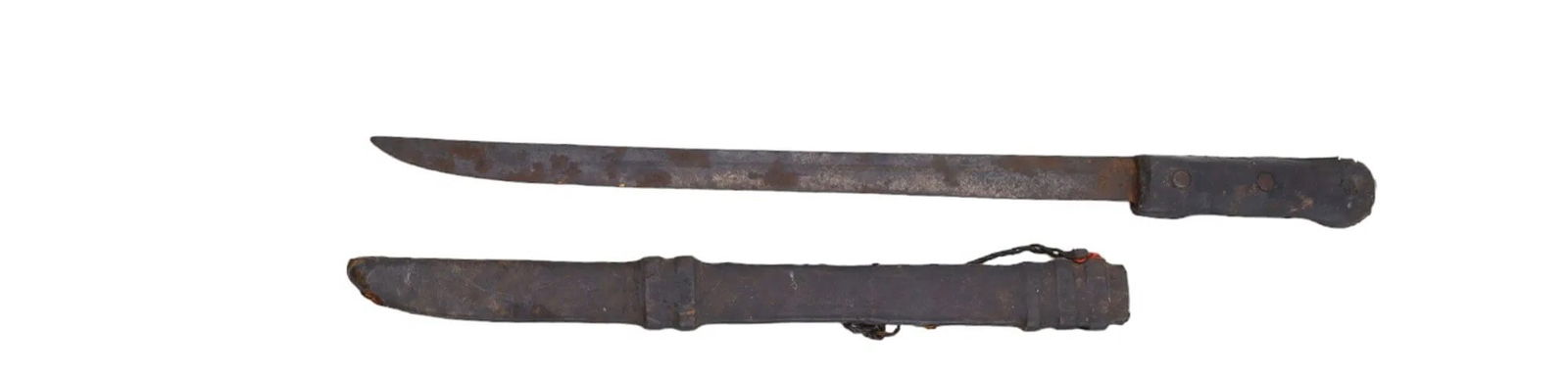 19 TH A A MACHETE DAGGERS: 19 TH .The machete is housed in its original scabbard which is made of leather with some decorative etching .This is a NO RESERVE AUCTION: there are no hidden or confidential reserves, all acceptable