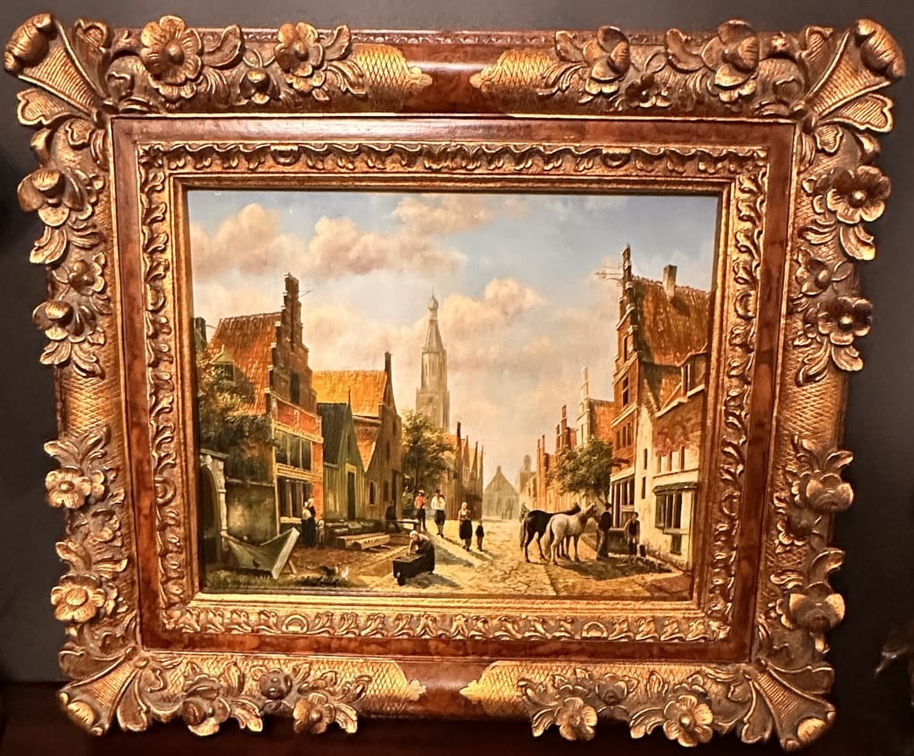 A. Ladd (Brit. Sch.) Figures and horses in a Dutc. A. Ladd (Brit. Sch.) Figures and horses in a: A. Ladd (Brit. Sch.) Figures and horses in a Dutch town street Oil on panel Signed lower left. 40.5cm x 51cm (16" x 20")..from Private collector , For condition report please contact E-mail :(antiques